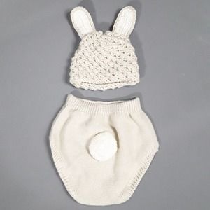 Bunny Rabbit Diaper Cover and Cap with Bunny Ears for Infants 12 M and under